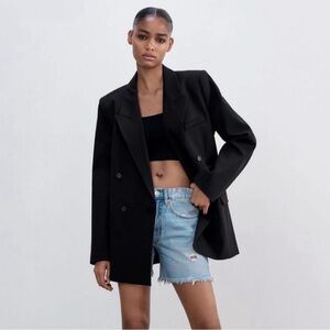 Zara Black Oversized Double-Breasted Blazer